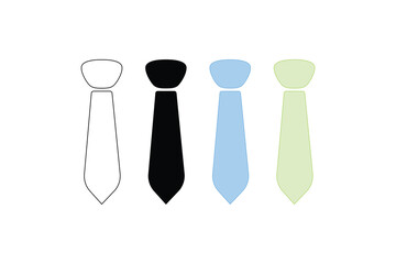 Tie icon vector set. professional necktie line symbol. businessman suit neck tie icon collection.