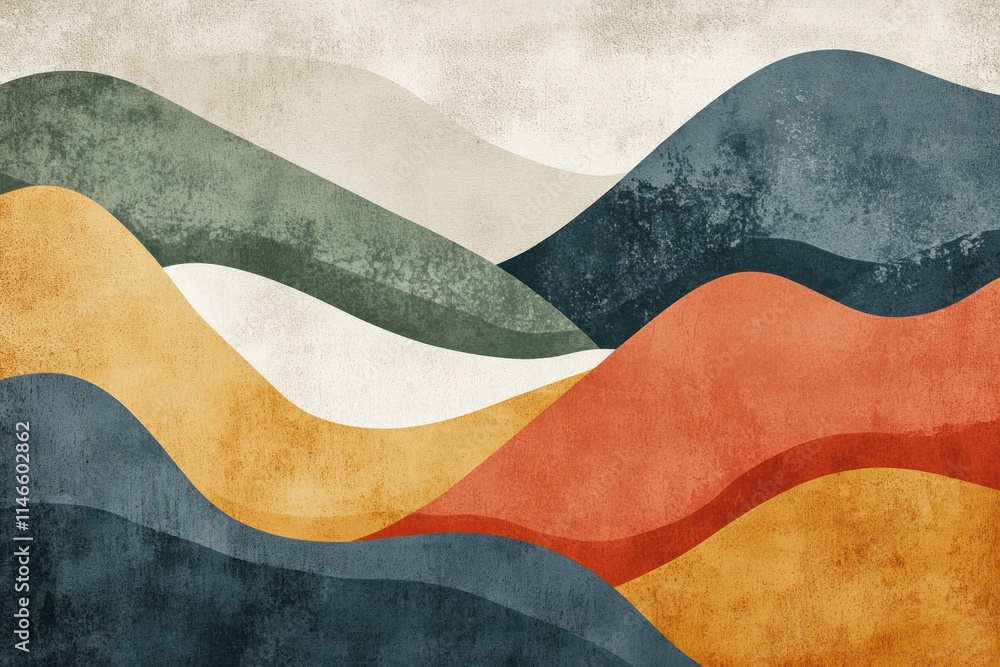 Poster abstract landscape design with soft curves and earthy tones ideal for backgrounds and modern decor, 