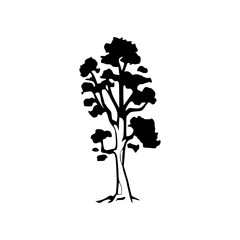 a drawing of a silhouette of a tree illustration