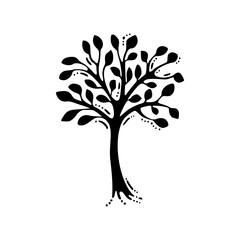 a drawing of a silhouette of a tree illustration