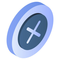 Conceptual isometric design icon of cross sign