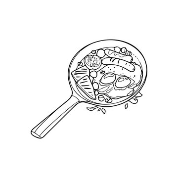 recommend clip art: a line art drawing of a bowl of food illustration