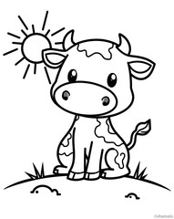 Obraz premium Baby Cow Standing Under Bright Sun
