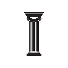 Flat Design Black Icon of Greek Column