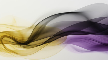 Fototapeta premium Abstract flowing lines of purple, gold, and green on white background representing Mardi Gras spirit and elegance