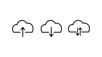 Cloud download and upload icon. Upload download cloud arrow. Download cloud computing outline and filled vector sign. Download symbol.