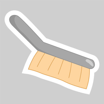 recommend clip art: Sticker with cleaning brush with handle, style vector