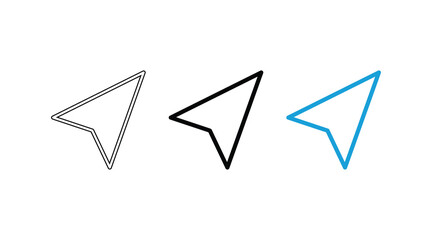 send message icon, message sent icon button - share direct message icon. Paper plane icon. Arrow pointer icon. Pointer