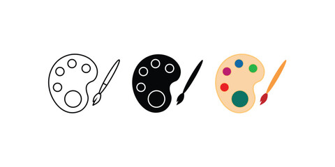 Palette icon, Art icon, vector illustration. Palette icon set. artist paint palette tool vector symbol. painter watercolor palette pictogram in black filled and outlined style.