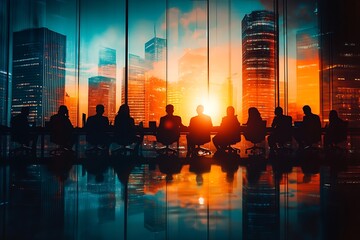 Business Team Meeting City Sunset Strategy Development