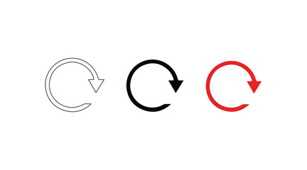 circle arrow icon set. circular arrow icon, refresh, reload, rotation arrow icon symbol sign, vector illustration. Reload button. Refresh, recycle, restart icon.