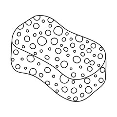 Washing sponge for dishwashing or bathing, doodle style flat vector outline for coloring book