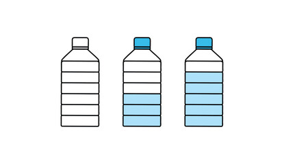 Plastic bottle black icon set. Vector flat style sign illustration. Plastic bottle icon set.