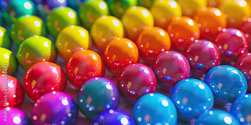 Aufkleber array of multicolored glossy spheres