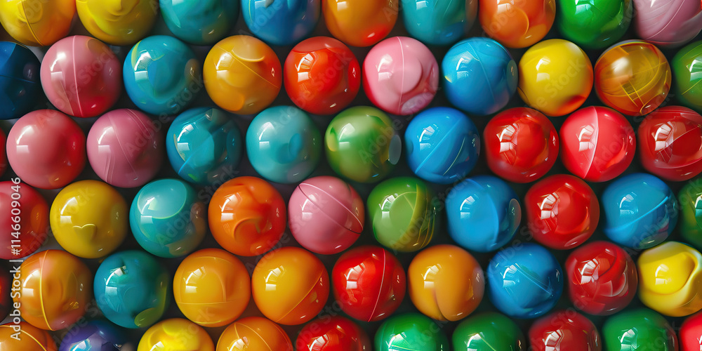 Poster collection of multicolored spherical objects