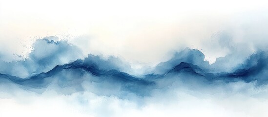 Obraz premium Abstract landscape painting of mountains shrouded in mist.