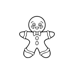 a line art drawing of a christmas gingerbread man