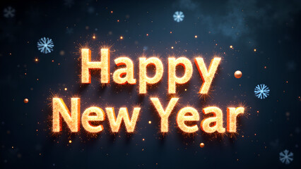 Obraz premium Happy New Year greeting with snowflakes. Concept of celebration, new beginning, and winter holiday.