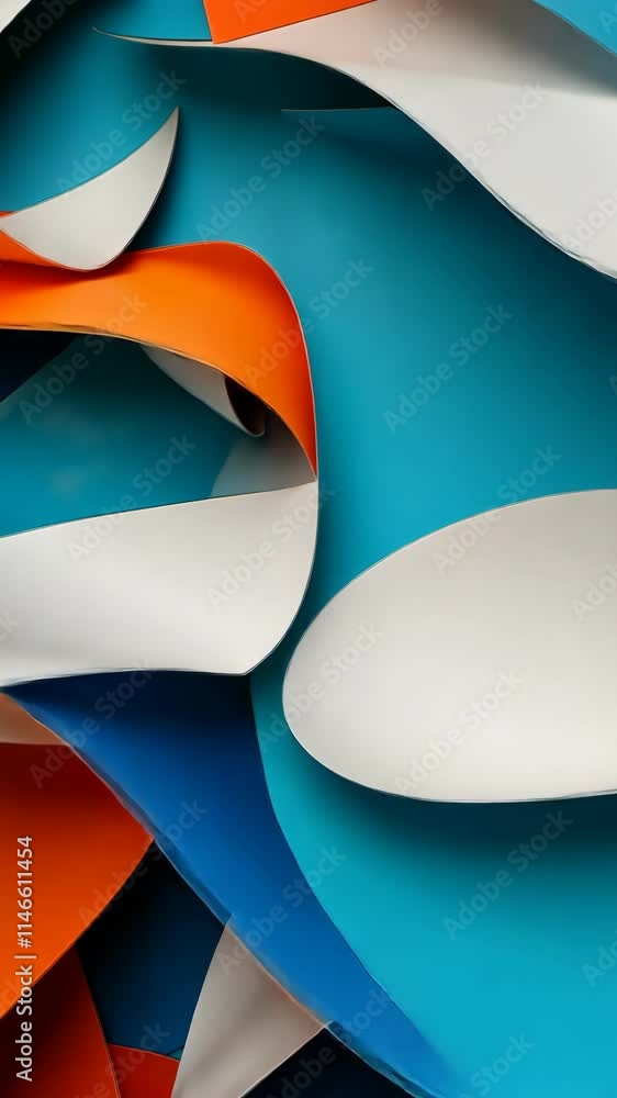 Poster colorful abstract shapes create a dynamic wave pattern in a modern art installation