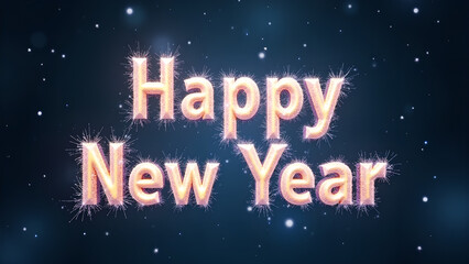 Happy New Year Celebration with Sparkle Text. Concept of New Year's Eve and Holiday.