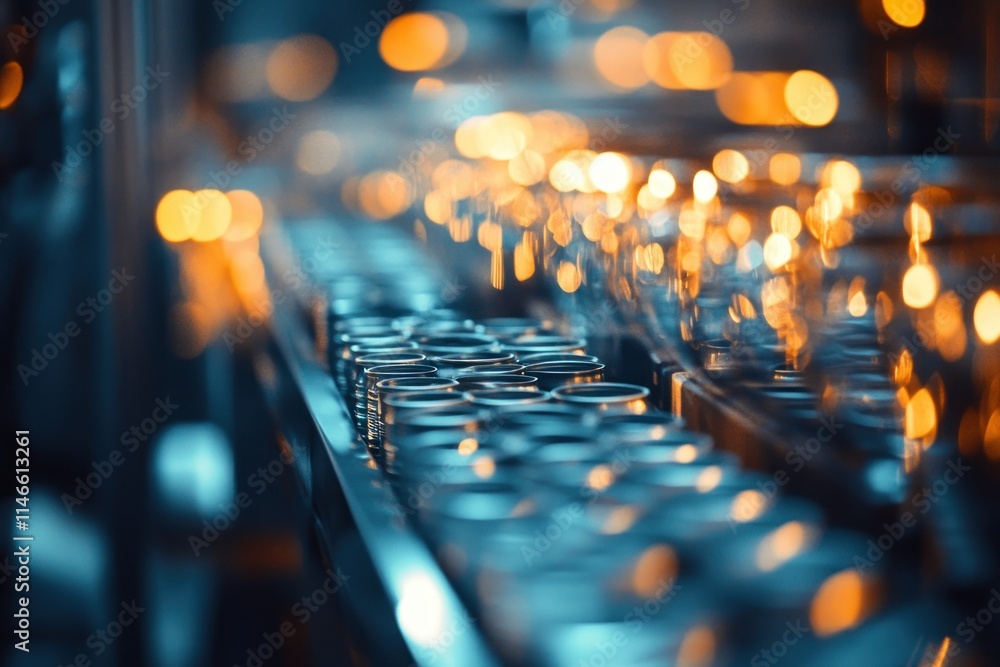 Poster abstract close-up of shimmering metallic objects in soft focus with warm bokeh lights creating a dre