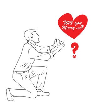 man proposing with red heart clip art preview