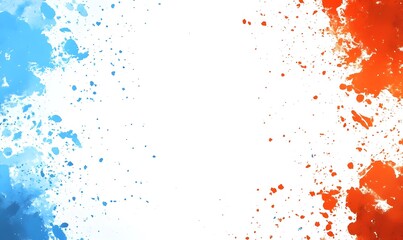 Paint splatter texture with blue and red on opposite sides.
