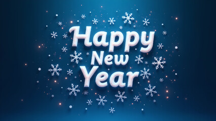Happy New Year greeting with snowflakes. Concept of celebration and new beginnings.