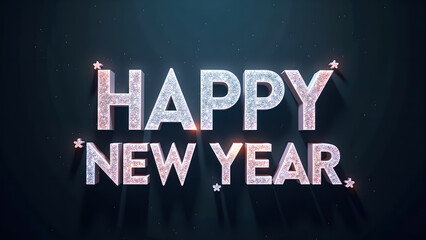 Happy New Year glittering text. Concept of celebration, new beginning, and holiday.
