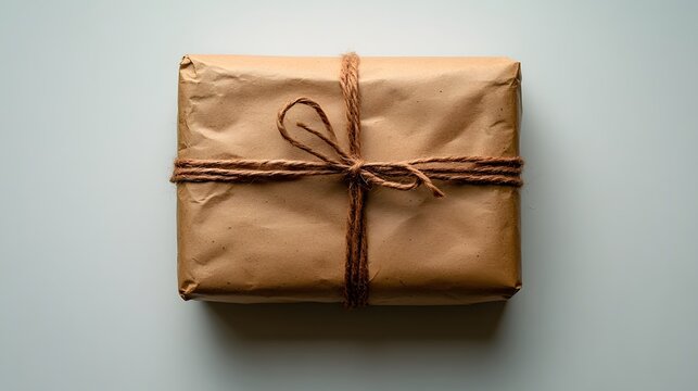 Delivery Parcel Wrapped in Brown Paper