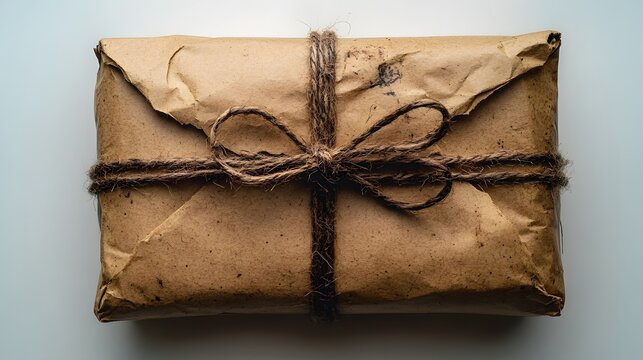 Delivery Parcel Wrapped in Brown Paper