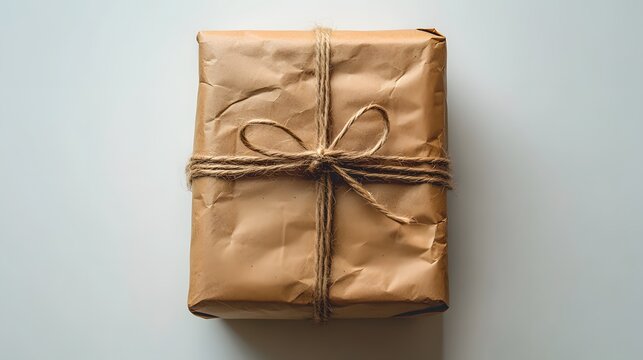 Delivery Parcel Wrapped in Brown Paper