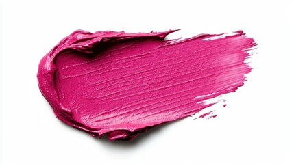 A vibrant pink paint smear showcases a smooth texture against a clean white background, ideal for artistic and design applications.