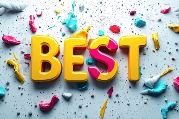 Text "BEST" , 3d rendering , mockup photoshop & style photo shop