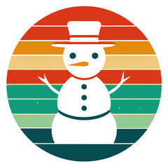 snowman silhouerre on retro vintage background vector art illustration t-shirt design art