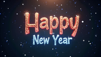 Happy New Year text animation. Concept of celebration, new beginnings, and festive greetings.