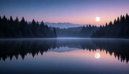 Fototapeta premium Picturesque Landscape Lake Nature Background Wallpaper Art Concept