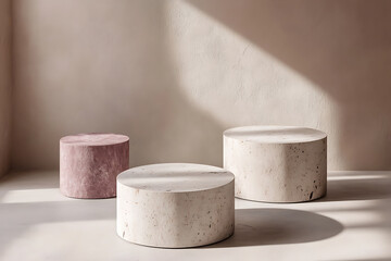 Modern Concrete Cylindrical Display Pedestals