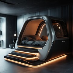 A space-themed bedroom