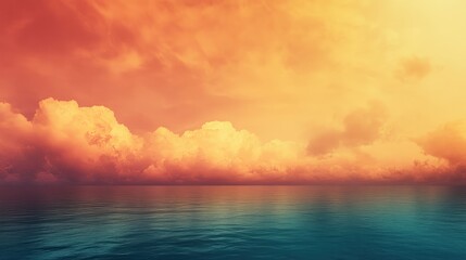 Obraz premium A serene ocean scene at sunset, showcasing vibrant colors and calm waters.