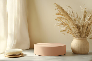 Elegant Minimalist Display Stand with Dried Flowers