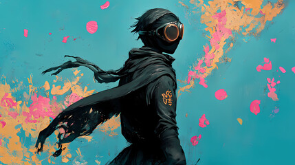 Vivid Abstract Female Portrait: A Tranquil Art Composition