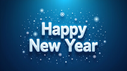 Happy New Year greeting with snowflakes. Concept of celebration, holiday, and winter.