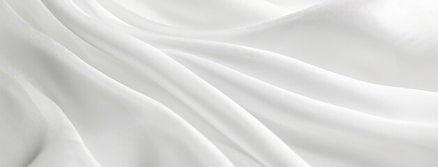 Elegant White Satin Fabric Waves Background