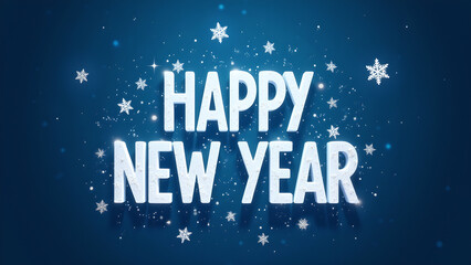 Happy New Year Celebration with Snowflakes and Glitter. Concept of New Year's Eve and New Beginnings.