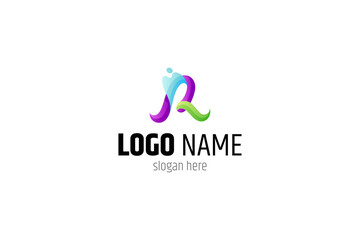 Fototapeta premium R letter logo with water splash element
