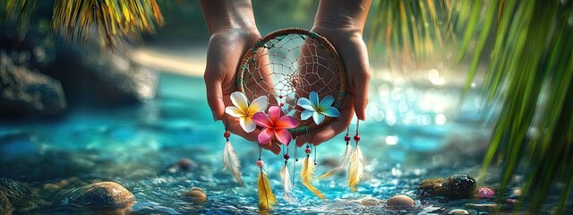Dreamcatcher in nature. Selective focus.