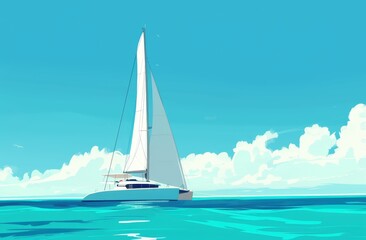 Naklejka premium Serene Catamaran Cruise on Sunny Day