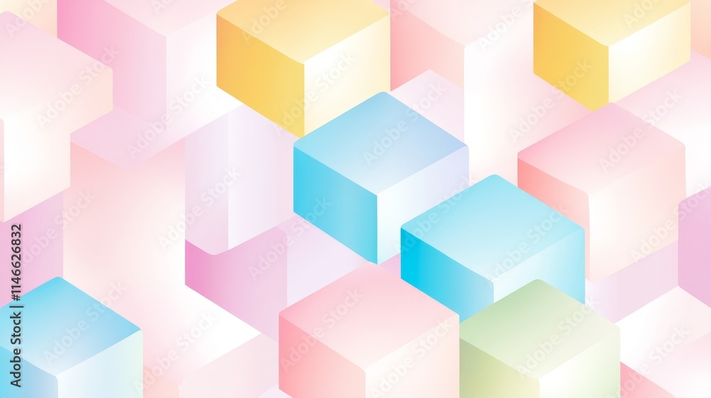 Poster pastel cube abstract background design with 3d isometric cubes