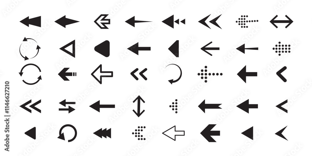 Poster arrows set of 100 black icons. arrow icon. arrow vector collection. arrow. cursor. modern simple arr